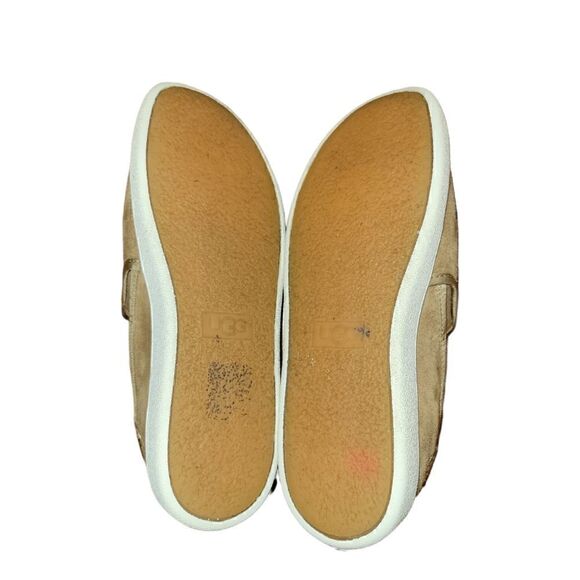 UGG Cas Slip-On Suede Leather Loafers Tan Gold Metallic 8 - Picture 11 of 12